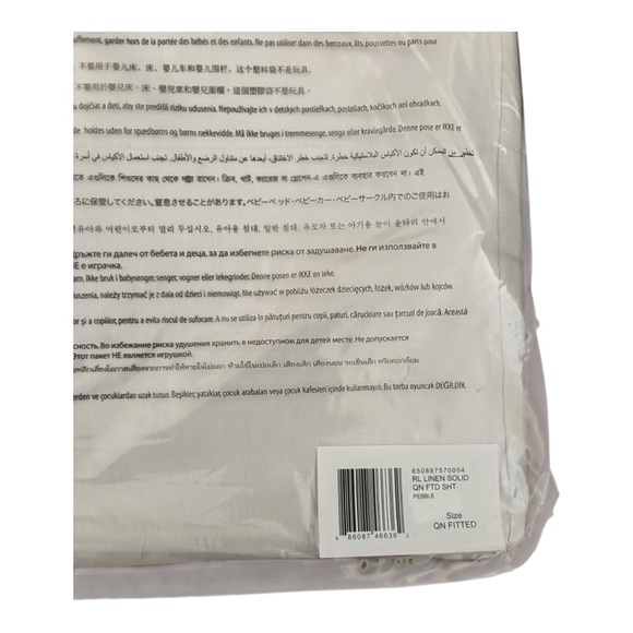 Ralph Lauren Linen Solid Queen Fitted Pebble NEW - Picture 5 of 6